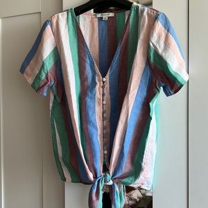 Madewell Tie Front Shirt in Stripes